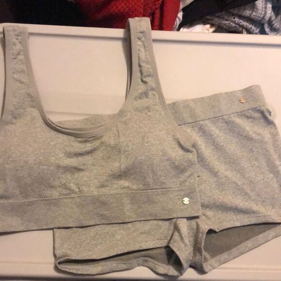 Lucky brand size large sports bra and boy shorts set grey NWOT - Picture 1 of 5
